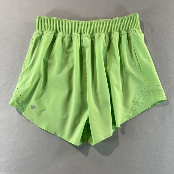 Lululemon Track That Shorts Size 4 Green Perforated‎ Liner Run Gym Training - Picture 5 of 6